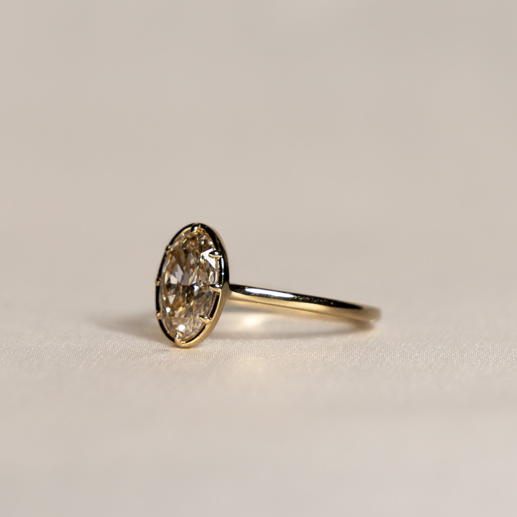 1.51 Light-Champagne Oval Cut Isadora Ring