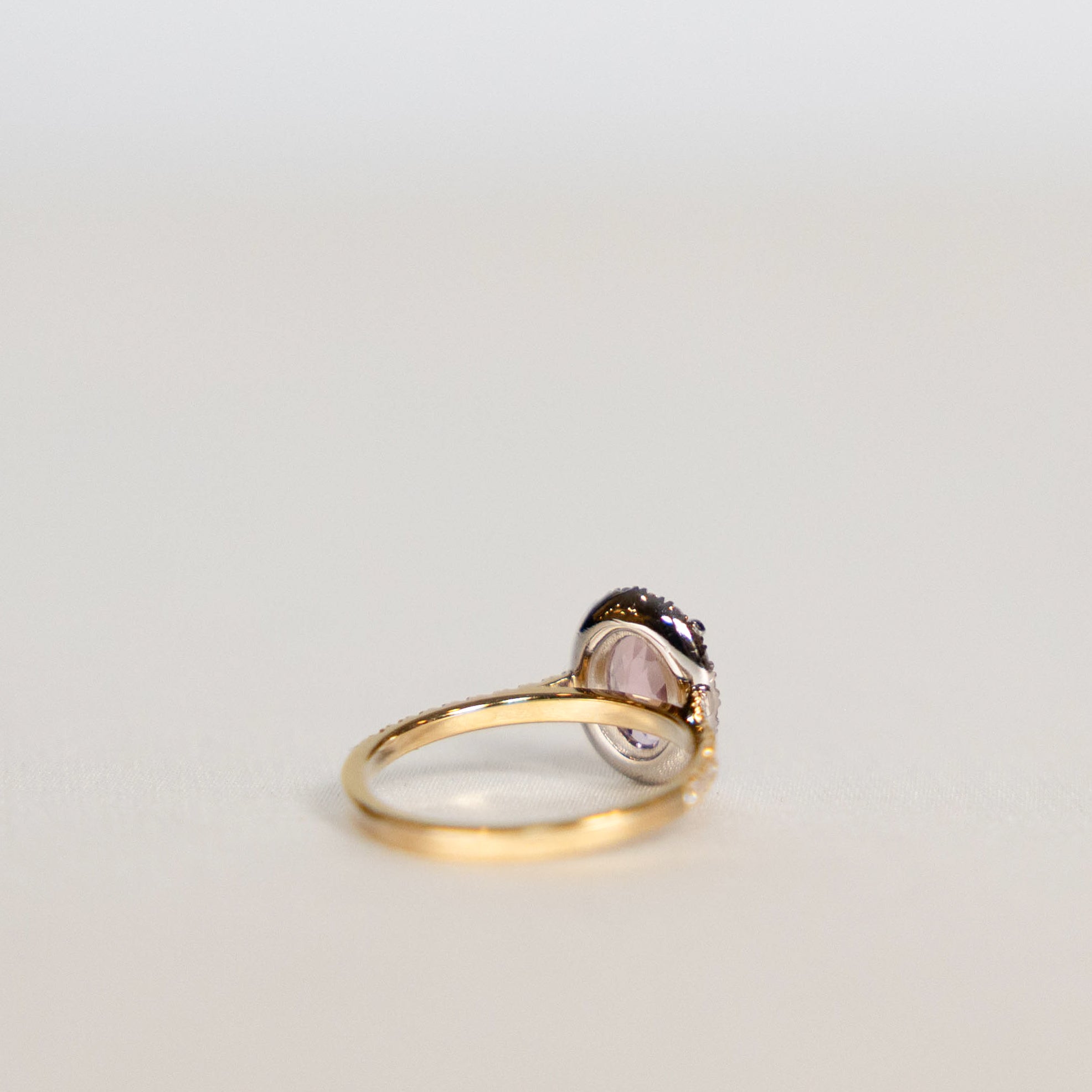 1.10 Oval Cut Morganite Halo Ring